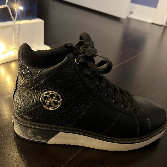 Size 7.5 Guess Black & Golden Boots - Picture 2 of 5